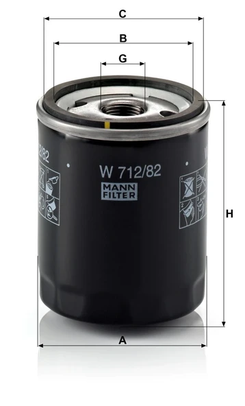 W 712/82 - Yağ filtresi -  MANN FILTER - Resim 2