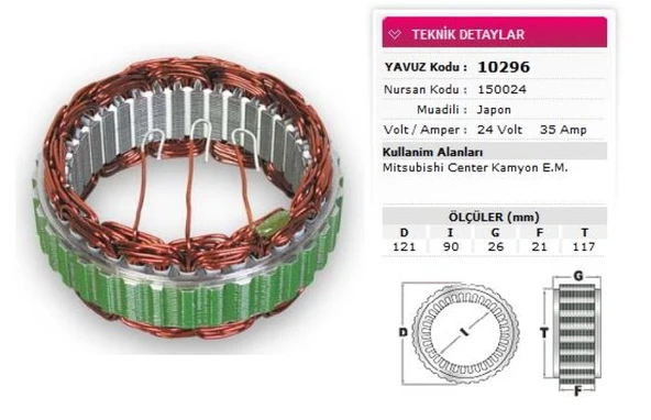 İveco Truck Stator Mitsubıshı Tip 24v 35a Mitsubıshı Center Kamyon Em Nursan 150024 - Yavuz 10 296 ürün görseli