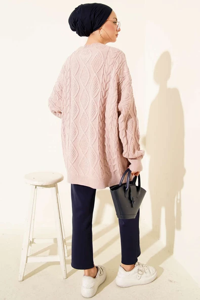 Örme Triko Kazak Pudra - Resim 3