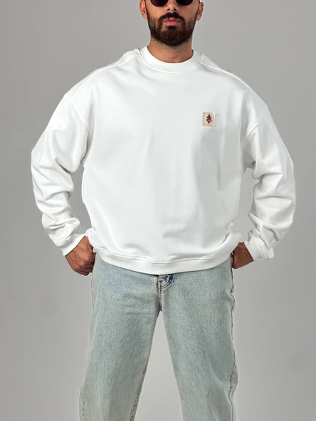 Ekru Tasarım Etnik Erkek Sweatshirt COC1029 - Resim 3