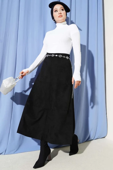 Boğazlı Parmak Geçirmeli Triko Kazak Ekru - Resim 2