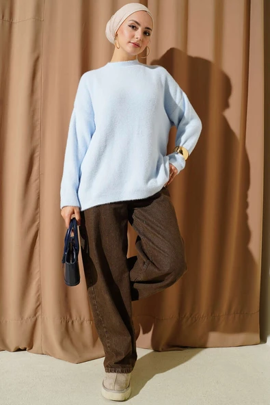 Basic Sakallı Triko Tunik Bebe Mavi - Resim 2