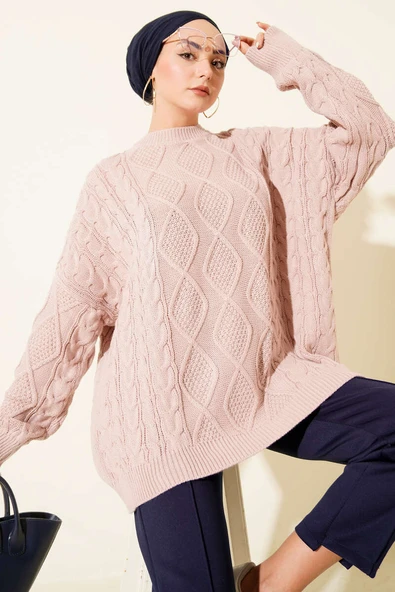 Örme Triko Kazak Pudra ürün görseli 1