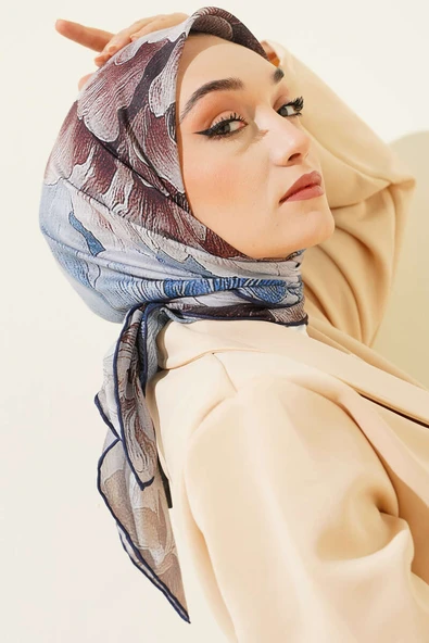 Desenli Demore Lacivert Serisi Eşarp Asorti 6 ürün görseli 1