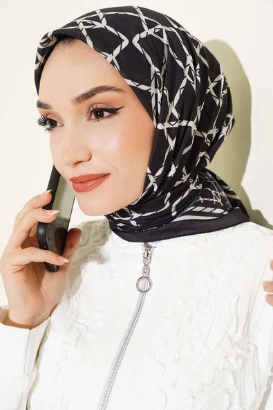 Desenli Siyah Serisi Eşarp Asorti 4 - Resim 2