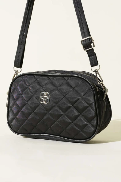 Metal Armalı 3 Bölmeli El Çantası Siyah ürün görseli 1