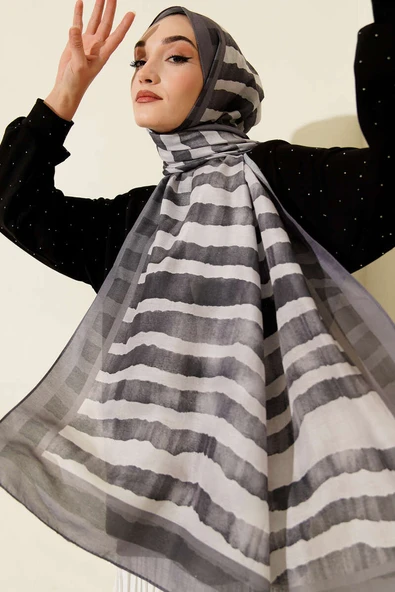 Stick Desen Lina Şal Füme ürün görseli 1