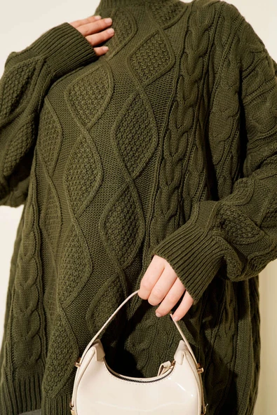 Örme Triko Kazak Haki - Resim 4