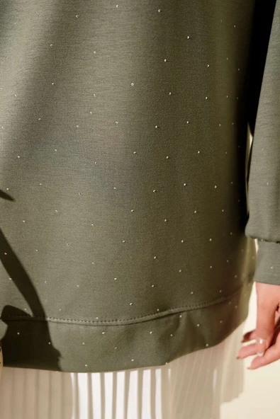 Loyşa Taşlı Piliseli Tunik Haki - Resim 4