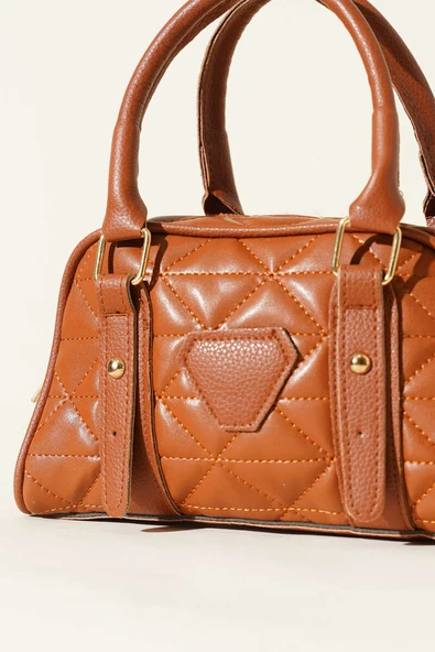 Kapitone Detay Fermuarlı Çanta Taba - Resim 3