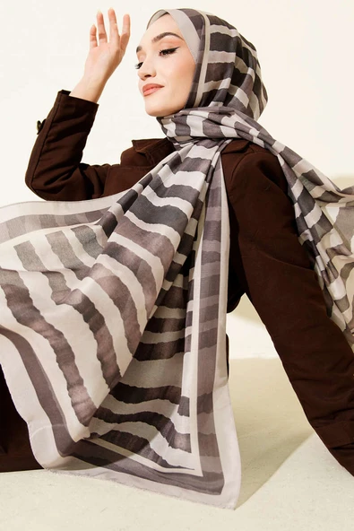 Stick Desen Lina Şal Bej ürün görseli 1