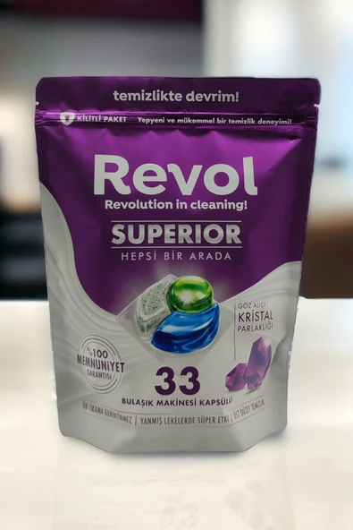 REVOL Superior Hepsi Bir Arada Bulaşık Makinesi Kapsülü Tableti 33 Yıkama - Resim 3