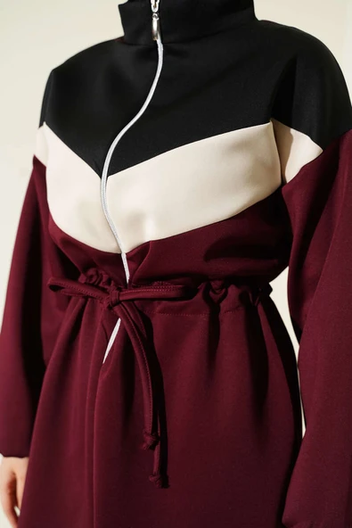 Garnili Bel Tünelli Scuba İkili Takım Bordo - Resim 4