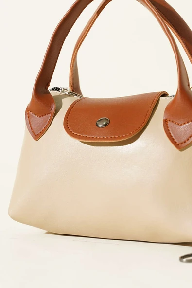 Mini Classic Çıtçıtlı Kadın El Çantası Bej - Resim 3