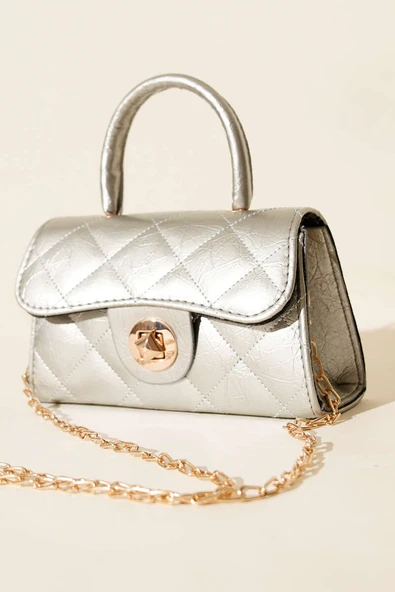 Gloss Mini Zincirli Çanta Gümüş ürün görseli