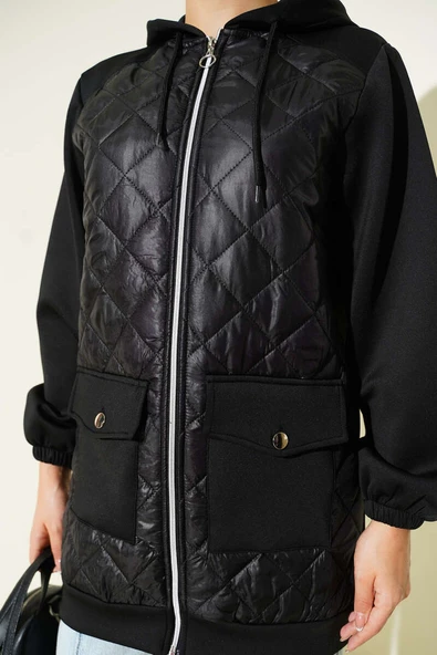 Kapitone Garnili Scuba Kap Siyah - Resim 4