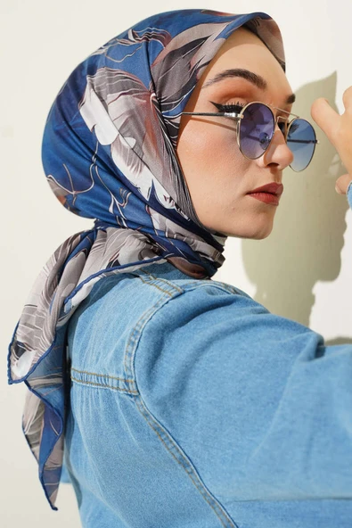 Desenli Demore Lacivert Serisi Eşarp Asorti 9 ürün görseli 1