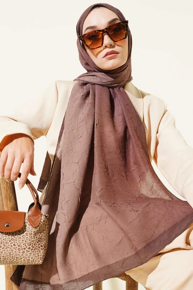 Bambu Kraş Degrade Şal Latte -13 - Resim 2