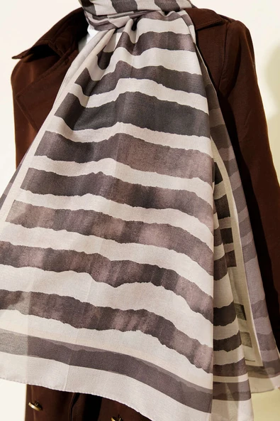 Stick Desen Lina Şal Bej - Resim 4