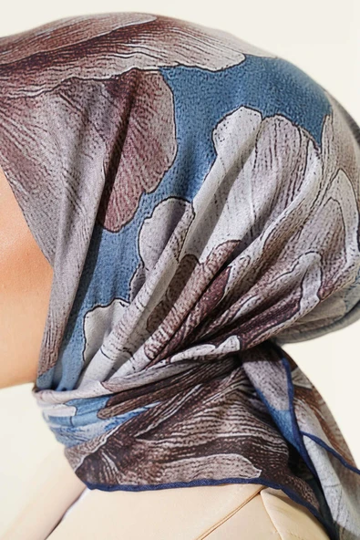 Desenli Demore Lacivert Serisi Eşarp Asorti 6 - Resim 4