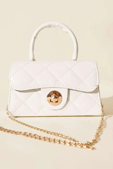 Gloss Mini Zincirli Çanta Beyaz - Resim 2