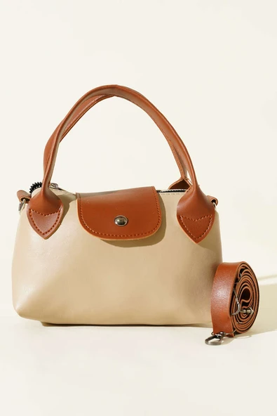 Mini Classic Çıtçıtlı Kadın El Çantası Bej - Resim 2