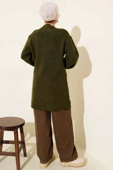 Selanik Örgü Yumoş Triko Tunik Haki - Resim 3