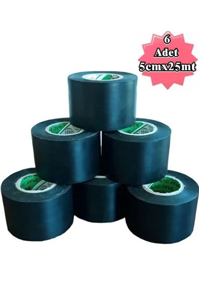 Siyah Pvc Bant 6 Adet 5cmx25m Izolasyon Bandı 50mm ürün görseli