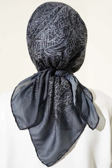Desenli Demore Siyah Serisi Eşarp Asorti 6 - Resim 3