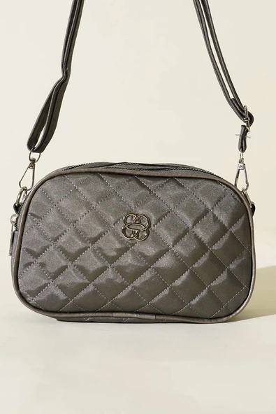 Metal Armalı 3 Bölmeli El Çantası Platin - Resim 2