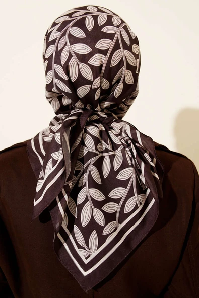 Desenli Acı Kahve Serisi Eşarp Asorti 4 - Resim 3