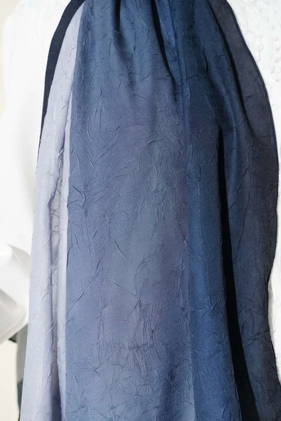 Bambu Kraş Degrade Şal Lacivert -10 - Resim 4