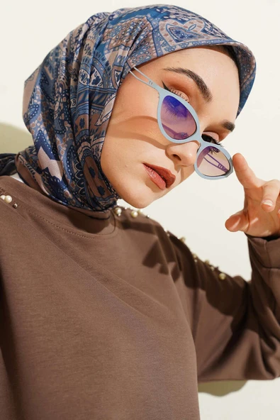 Desenli Demore Lacivert Serisi Eşarp Asorti 5 ürün görseli 1