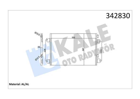 KALE 342830 KLİMA KONDENSERİ MGN 99>SCENIC 01-03 LOGAN 07>1.5DCI-1.4 16V-1.6 16V-1.9DCI-2.0 16V AL-AL 8200182361 ürün görseli 1