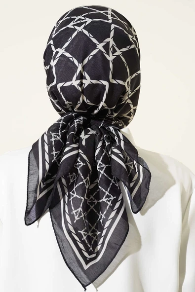 Desenli Siyah Serisi Eşarp Asorti 4 - Resim 3