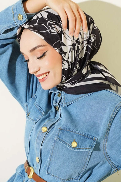 Desenli Siyah Serisi Eşarp Asorti 10 ürün görseli 1