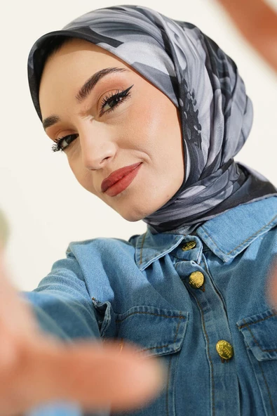 Desenli Demore Siyah Serisi Eşarp Asorti 10 ürün görseli 1