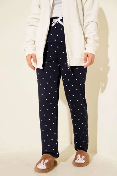 Bel Lastikli Desenli Pijama Altı Lacivert - Resim 3