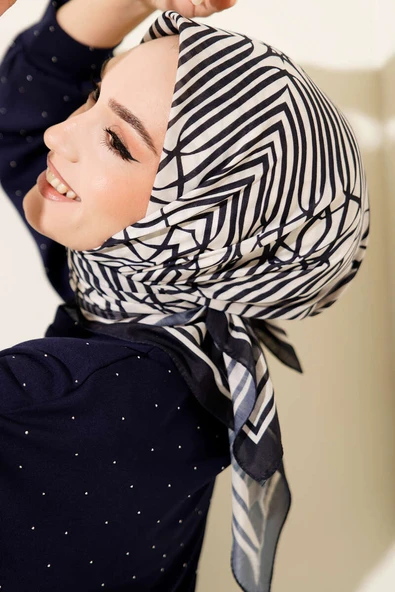 Desenli Lacivert Serisi Eşarp Asorti 9 ürün görseli 1