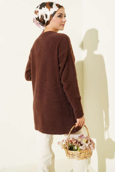 Basic Sakallı Yumoş Triko Tunik Kahve - Resim 3