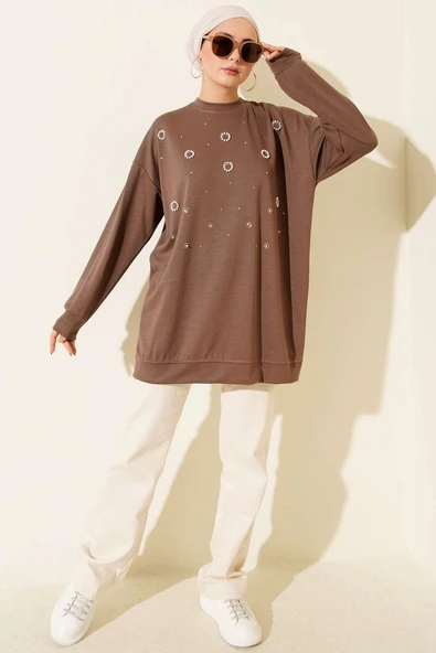 Loyşa Yuvarlak İncili Tunik Vizon - Resim 2