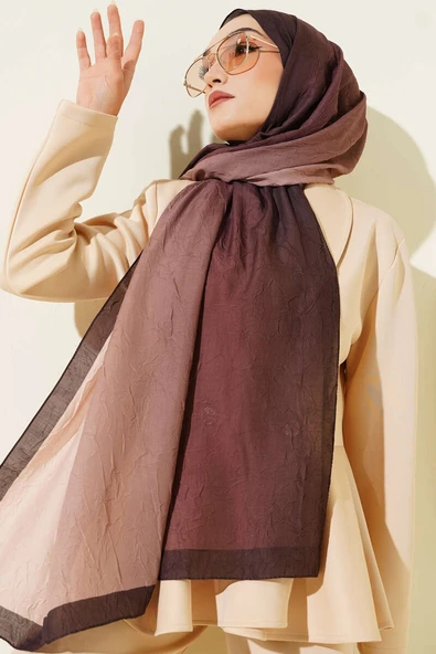 Bambu Kraş Degrade Şal Camel -15 - Resim 2