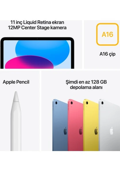Apple iPad A16 11" 256GB Wi-Fi Tablet Sarı MD4J4TU/A - Resim 7