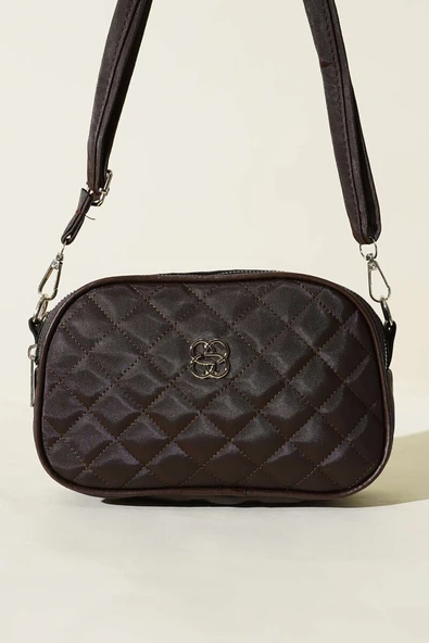 Metal Armalı 3 Bölmeli El Çantası Acı Kahve - Resim 2