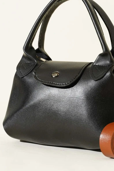 Mini Classic Çıtçıtlı Kadın El Çantası Siyah - Resim 3