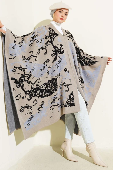 Karışık Desenli Panço Kum Bej - Resim 2