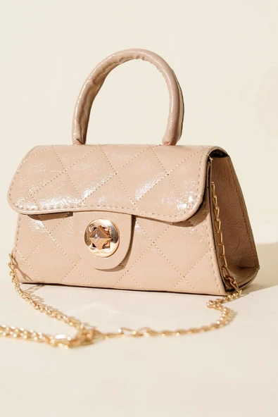 Gloss Mini Zincirli Çanta Bej ürün görseli 1