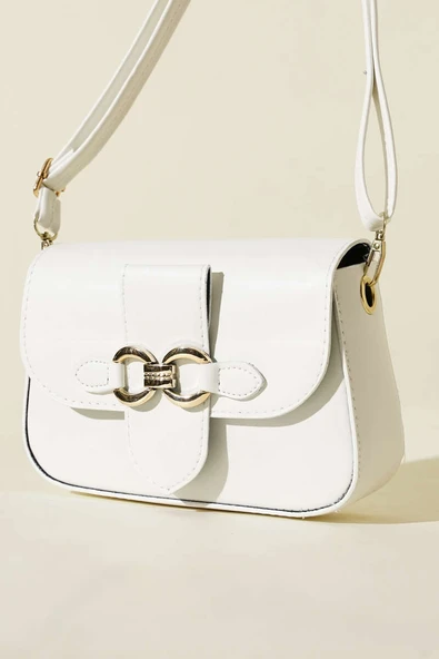 Yaldız Tokalı Kadın El Çantası Beyaz ürün görseli 1