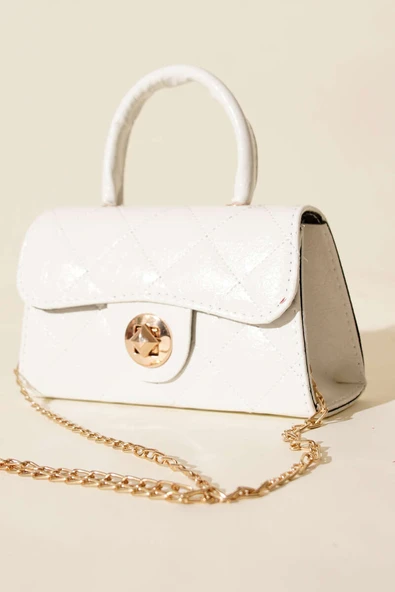 Gloss Mini Zincirli Çanta Beyaz ürün görseli 1