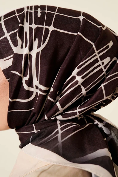 Desenli Acı Kahve Serisi Eşarp Asorti 12 - Resim 4